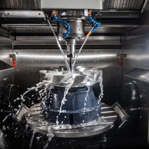 Metalworking CNC lathe milling machine. Cutting metal modern processing technology. Milling is the process of machining using rotary cutters to remove material by advancing a cutter into a workpiece.